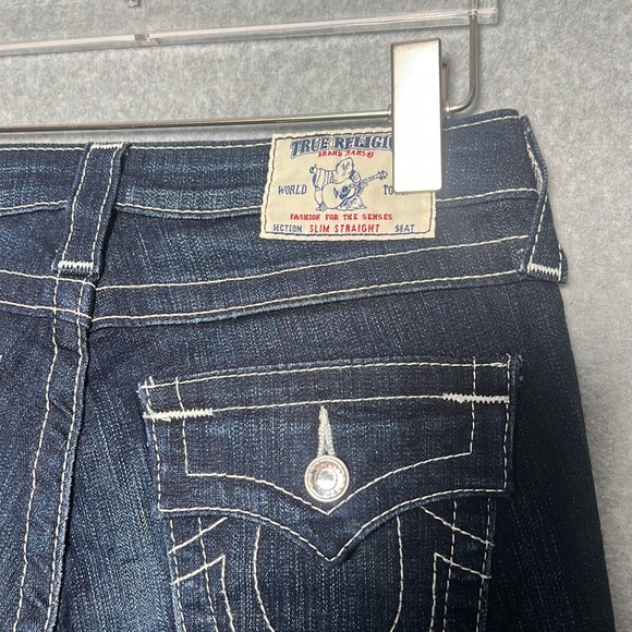 True Religion Slim Straight Jeans SZ 27 bling pocket dark wash - Picture 8 of 8